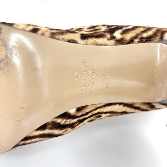 Valentino Rockstud Over the Knee Leopard Print Cowhair Stiletto Boots 40 - Picture 9 of 9